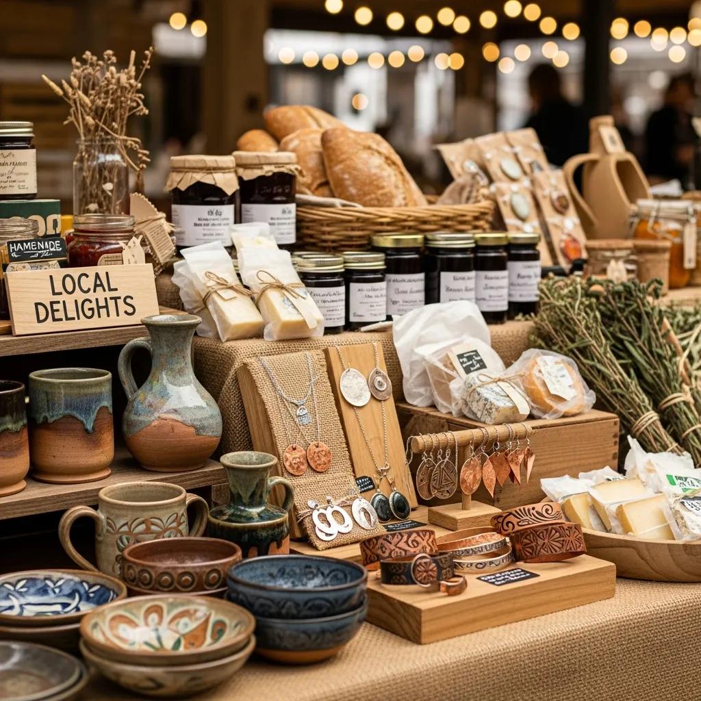 Artisan goods and local products displayed at the Old Country Market